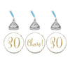 Gold Glitter Hershey's Kisses Stickers, Cheers 30, Happy 30th Birthday, Anniversary, Reunion-Set of 216-Andaz Press-White-