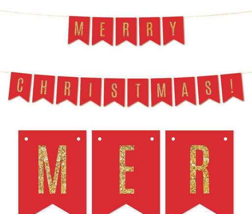 Gold Glitter Holiday Hanging Pennant Party Banner-Set of 1-Andaz Press-Happy New Year!-