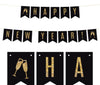 Gold Glitter Holiday Hanging Pennant Party Banner-Set of 1-Andaz Press-Happy New Year!-