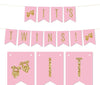 Gold Glitter It's Twins Pennant Party Banner-Set of 1-Andaz Press-Pink-