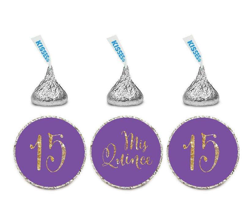 Gold Glitter Mis Quince Sweet 15 Birthday Quinceanera Hershey's Kisses Stickers-Set of 216-Andaz Press-Blush Pink-