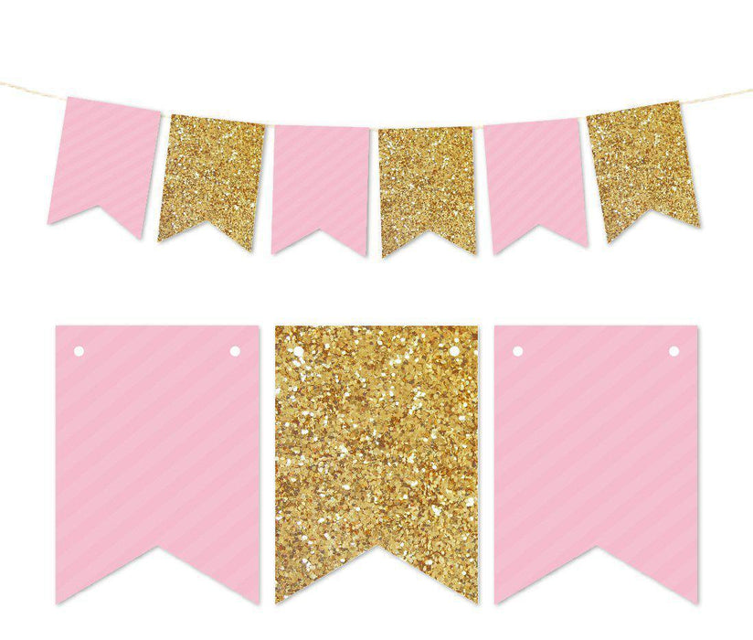 Gold Glitter Pennant Party Banner-Set of 1-Andaz Press-Lavender-