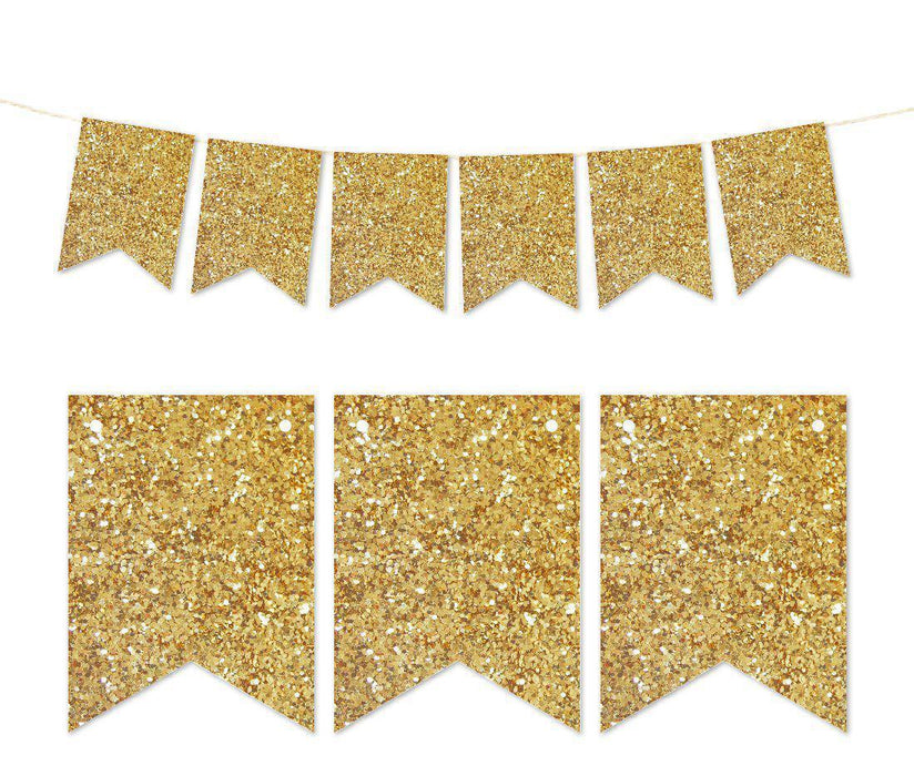Gold Glitter Pennant Party Banner-Set of 1-Andaz Press-Gold-