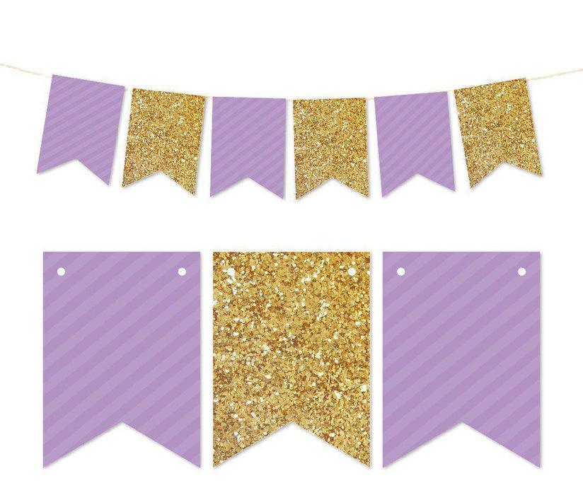 Gold Glitter Pennant Party Banner-Set of 1-Andaz Press-Lavender-