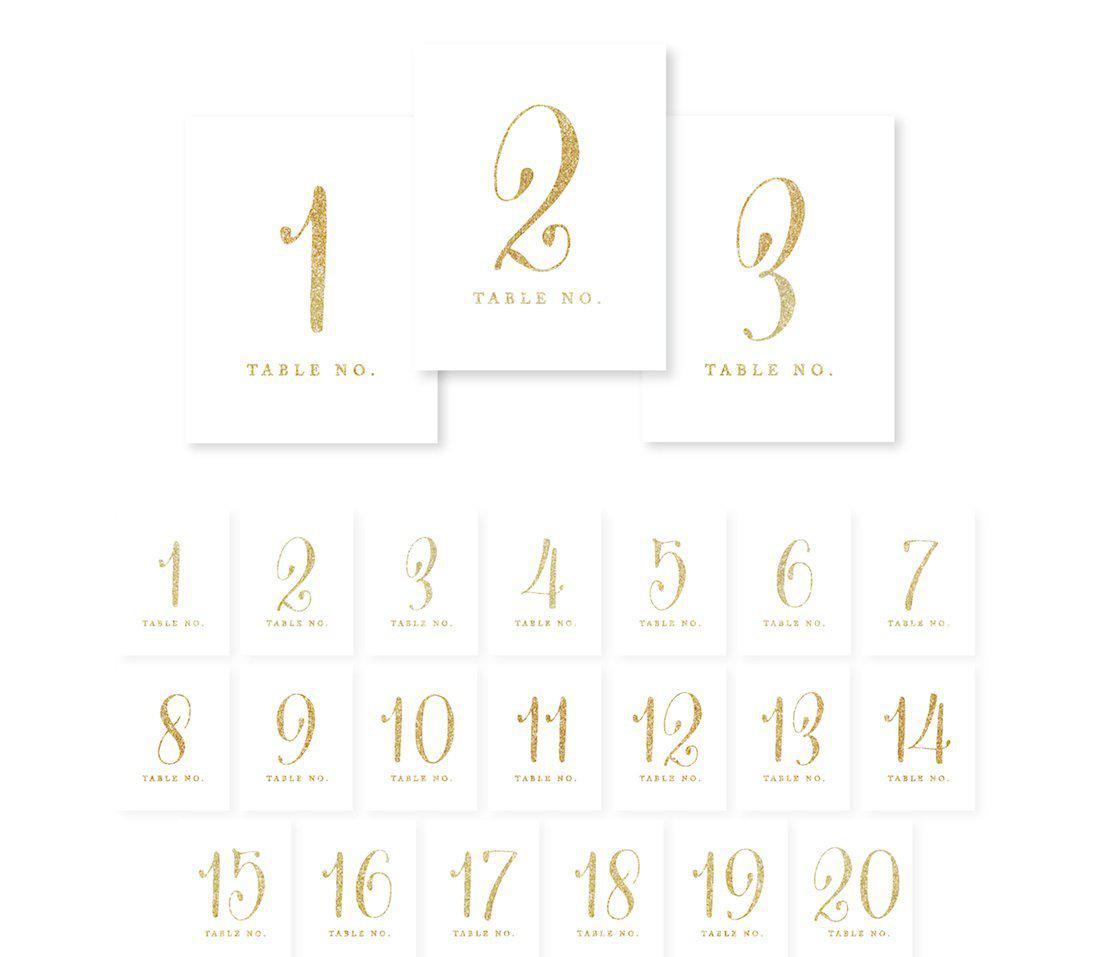 Gold Glitter Table Numbers-Set of 20-Andaz Press-1-20-