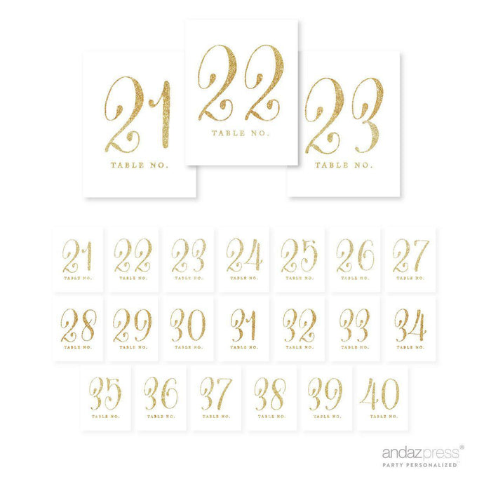 Gold Glitter Table Numbers-Set of 20-Andaz Press-21-40-