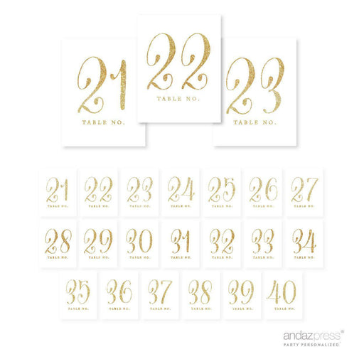 Gold Glitter Table Numbers-Set of 20-Andaz Press-1-20-