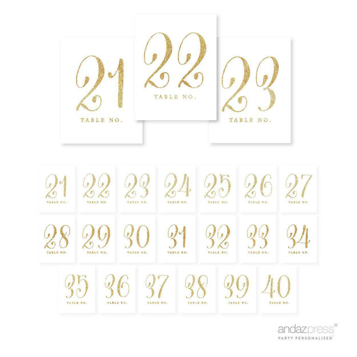 Gold Glitter Table Numbers-Set of 20-Andaz Press-1-20-