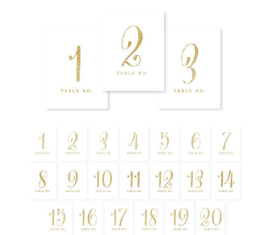 Gold Glitter Table Numbers-Set of 20-Andaz Press-1-20-