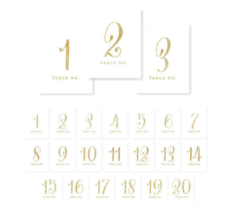 Gold Glitter Table Numbers-Set of 20-Andaz Press-1-20-