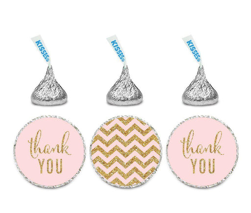 Gold Glitter Thank You Chevron Hershey's Kisses Stickers-Set of 216-Andaz Press-White-