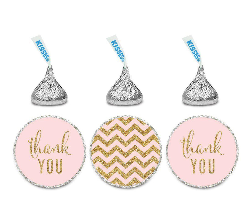 Gold Glitter Thank You Chevron Hershey's Kisses Stickers-Set of 216-Andaz Press-White-