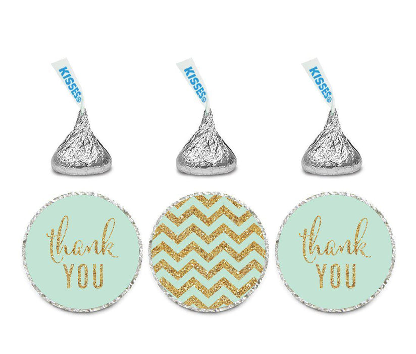 Gold Glitter Thank You Chevron Hershey's Kisses Stickers-Set of 216-Andaz Press-White-