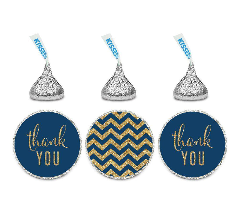 Gold Glitter Thank You Chevron Hershey's Kisses Stickers-Set of 216-Andaz Press-White-