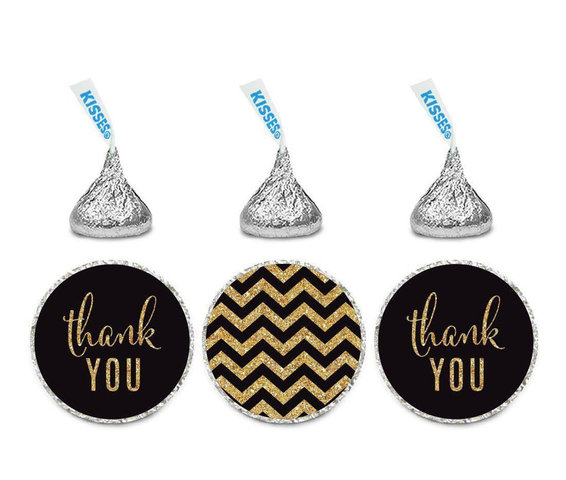Gold Glitter Thank You Chevron Hershey's Kisses Stickers-Set of 216-Andaz Press-White-