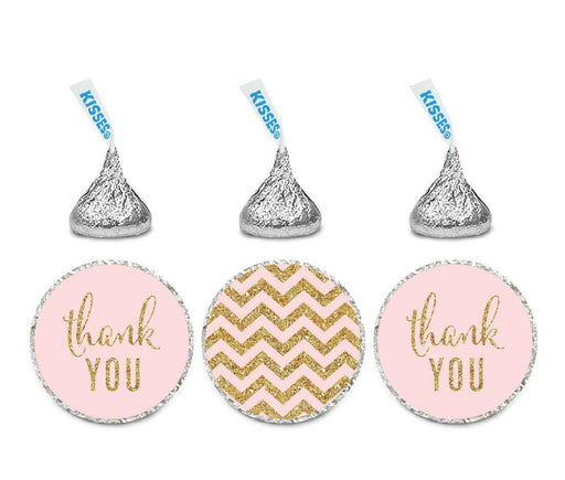 Gold Glitter Thank You Chevron Hershey's Kisses Stickers-Set of 216-Andaz Press-Pink-