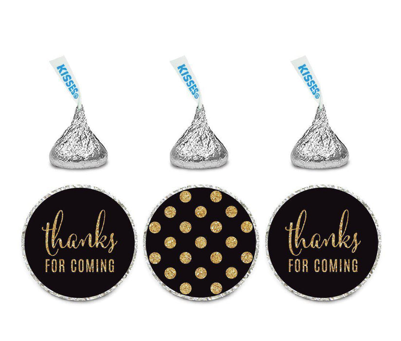 Gold Glitter Thanks Coming! Polka Dots Hershey's Kisses Stickers-Set of 216-Andaz Press-White-