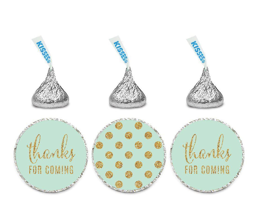 Gold Glitter Thanks Coming! Polka Dots Hershey's Kisses Stickers-Set of 216-Andaz Press-Mint Green-