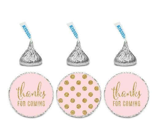 Gold Glitter Thanks Coming! Polka Dots Hershey's Kisses Stickers-Set of 216-Andaz Press-Pink-