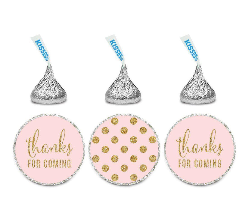 Gold Glitter Thanks Coming! Polka Dots Hershey's Kisses Stickers-Set of 216-Andaz Press-Pink-