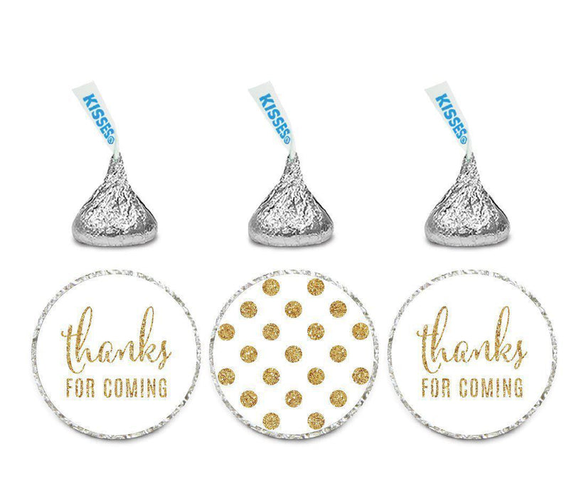 Gold Glitter Thanks Coming! Polka Dots Hershey's Kisses Stickers-Set of 216-Andaz Press-White-