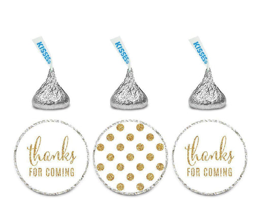 Gold Glitter Thanks Coming! Polka Dots Hershey's Kisses Stickers-Set of 216-Andaz Press-White-