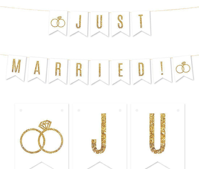 Gold Glitter Wedding Pennant Party Banner-Set of 1-Andaz Press-Bride To Be-