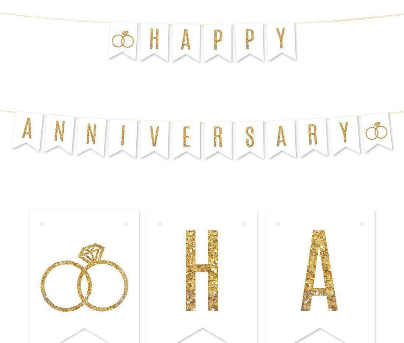 Gold Glitter Wedding Pennant Party Banner-Set of 1-Andaz Press-Bride To Be-