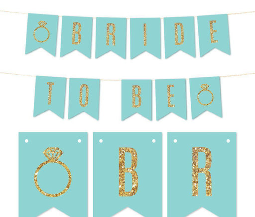 Gold Glitter Wedding Pennant Party Banner-Set of 1-Andaz Press-Bride To Be-