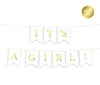Gold Ink Baby Shower Hanging Pennant Party Banner-Set of 1-Andaz Press-It's A Girl!-