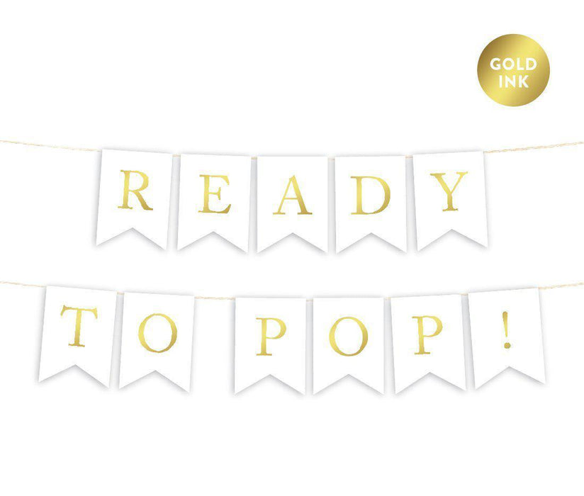 Gold Ink Baby Shower Hanging Pennant Party Banner-Set of 1-Andaz Press-Ready To Pop-