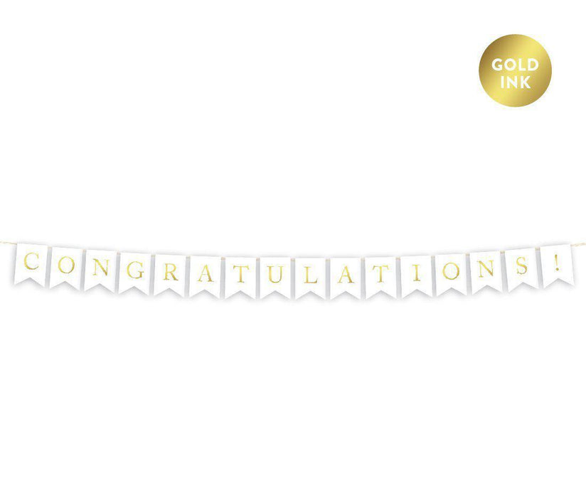 Gold Ink Pennant Party Banner-Set of 1-Andaz Press-Congratulations!-