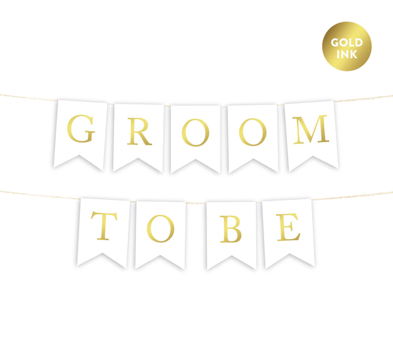 Gold Ink Wedding Pennant Party Banner-Set of 1-Andaz Press-Mr. & Mrs.-