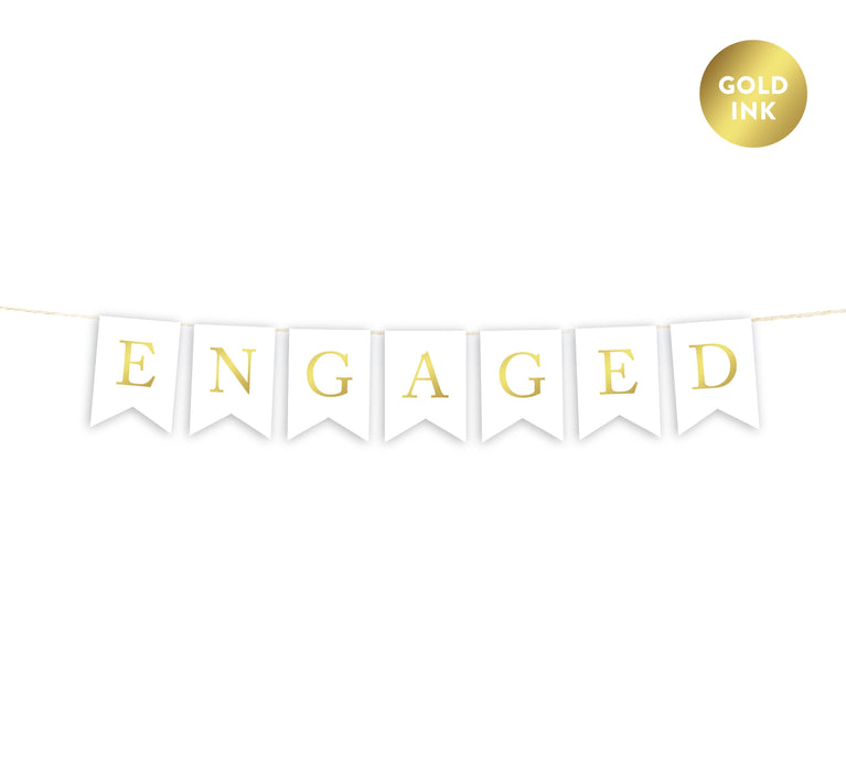 Gold Ink Wedding Pennant Party Banner-Set of 1-Andaz Press-Engaged-