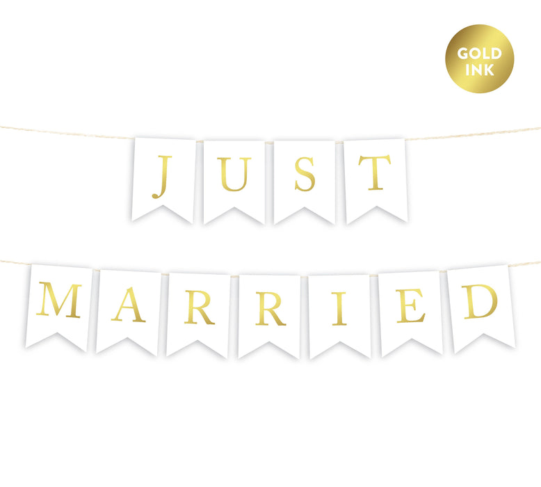 Gold Ink Wedding Pennant Party Banner-Set of 1-Andaz Press-Just Married-