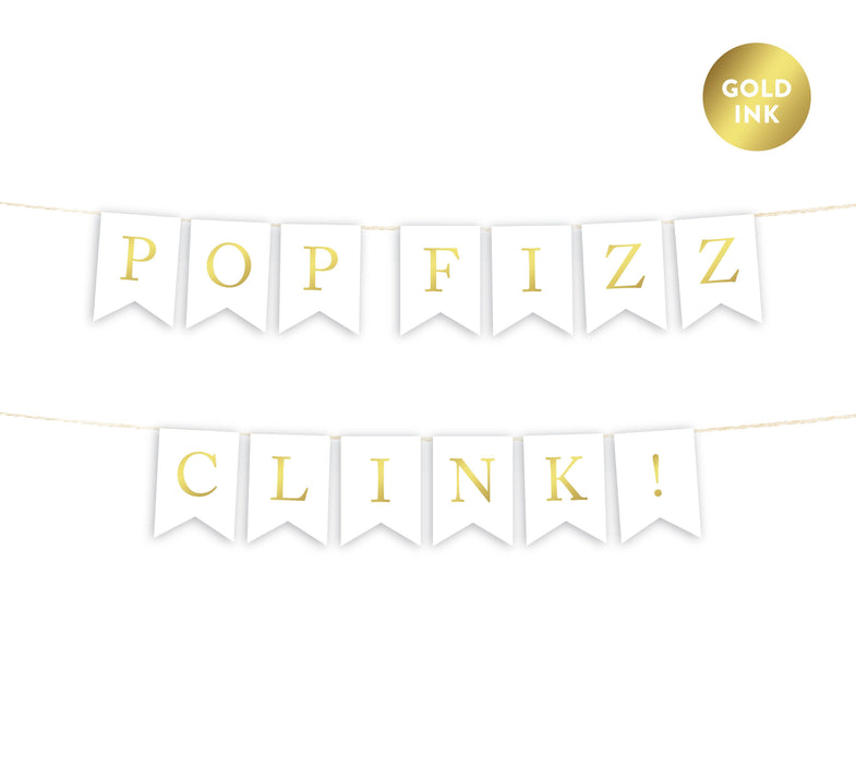 Gold Ink Wedding Pennant Party Banner-Set of 1-Andaz Press-Pop Fizz Clink!-
