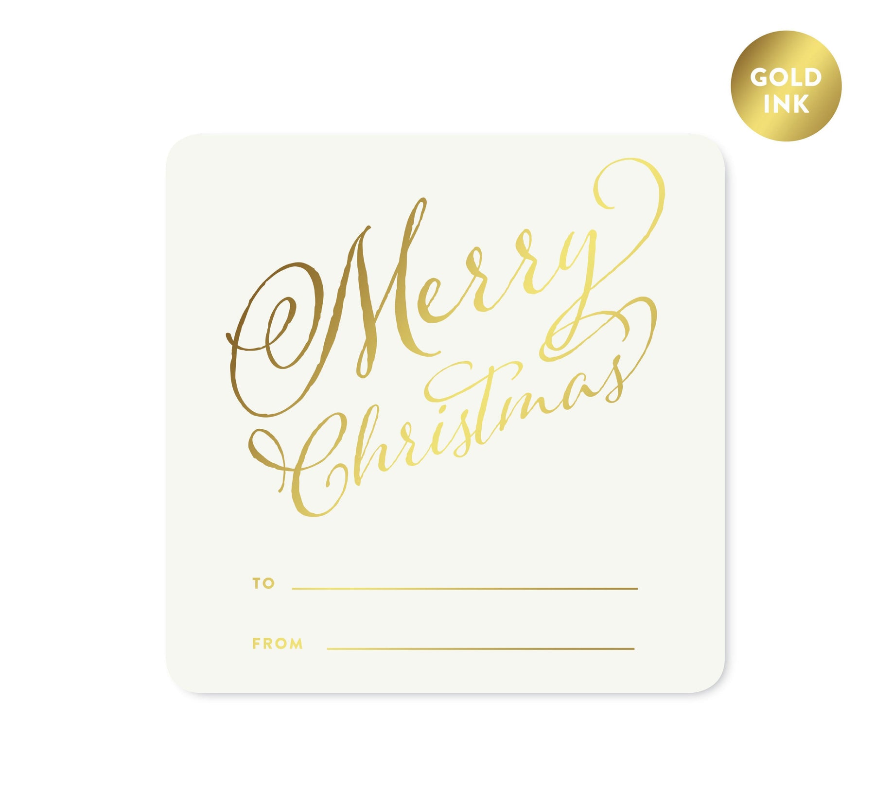 Gold Merry Christmas Square Gift Label Stickers-Set of 40-Andaz Press-