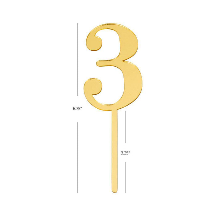 Gold Mirror Acrylic Cake Topper Numbers 0-9, Custom Make Any Birthday Age, Cake Topper Kit-Set of 1-Andaz Press-Gold-