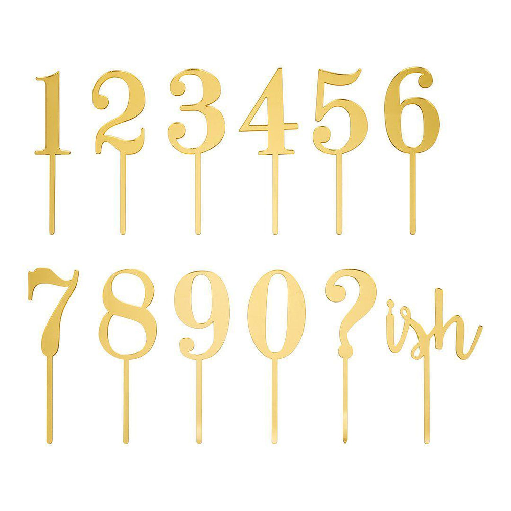 Gold Mirror Acrylic Cake Topper Numbers 0-9, Custom Make Any Birthday Age, Cake Topper Kit-Set of 1-Andaz Press-Gold-
