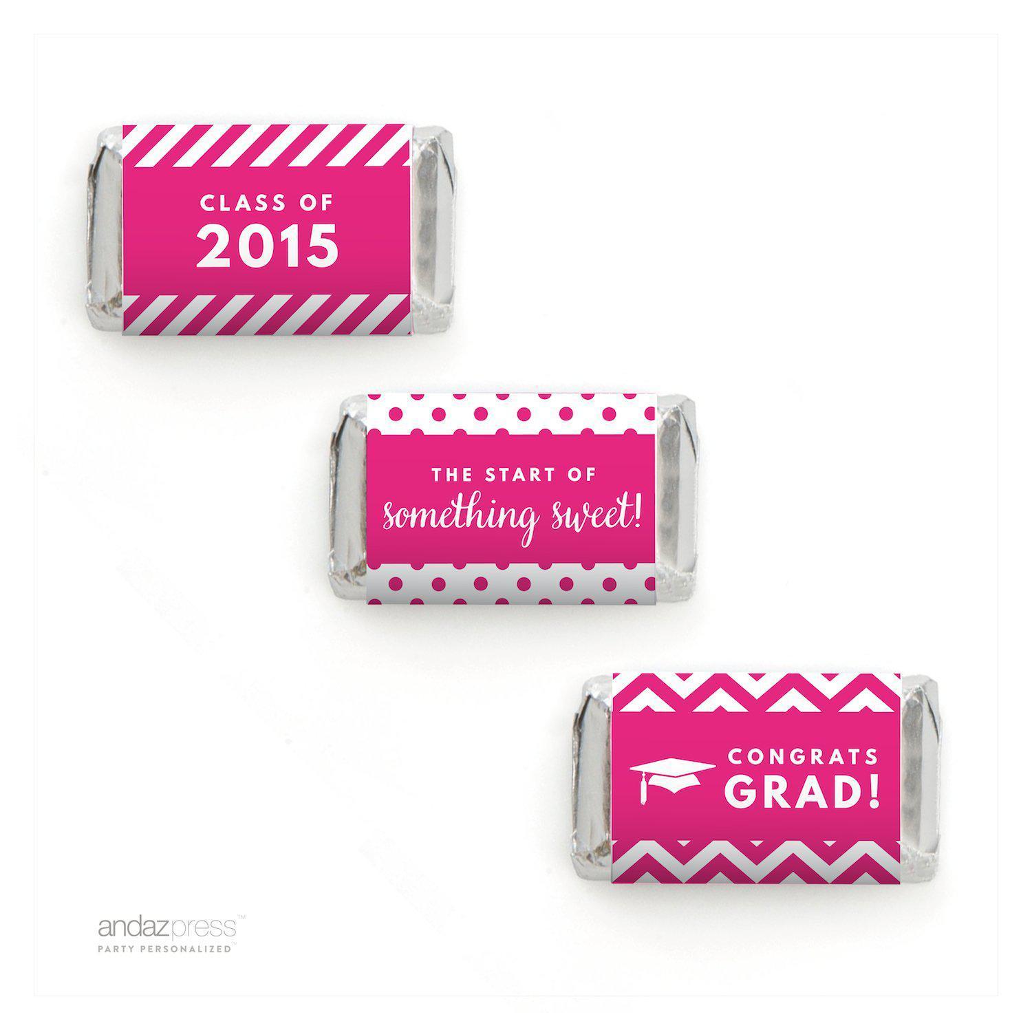 Graduation 2019 Hershey's Miniatures Mini Candy Bar Wrappers-Set of 36-Andaz Press-Fuchsia-