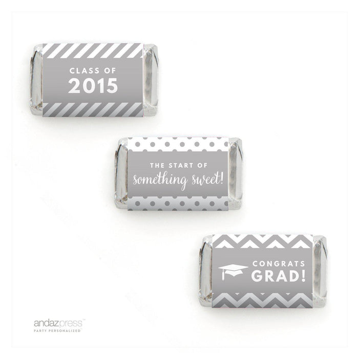 Graduation 2019 Hershey's Miniatures Mini Candy Bar Wrappers-Set of 36-Andaz Press-Gray-