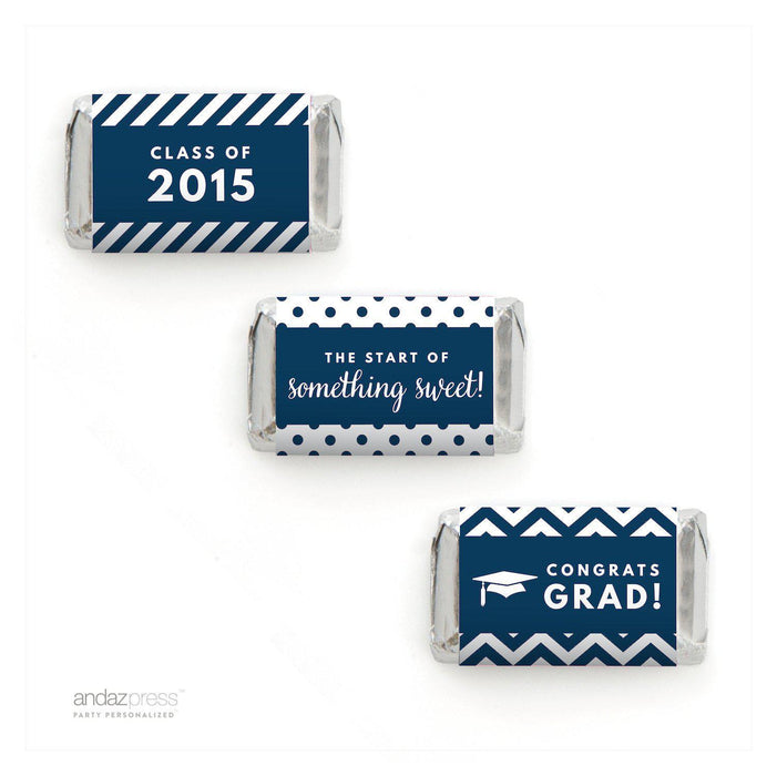 Graduation 2019 Hershey's Miniatures Mini Candy Bar Wrappers-Set of 36-Andaz Press-Navy Blue-
