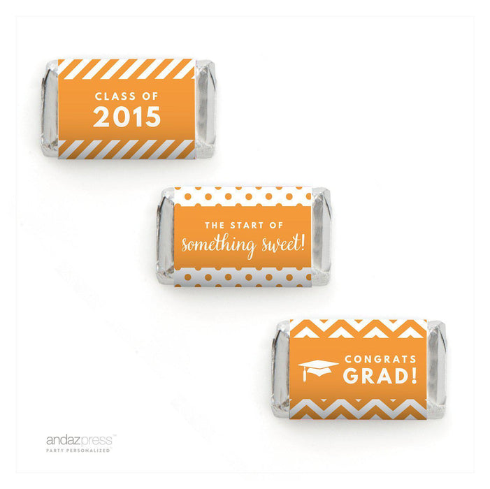 Graduation 2019 Hershey's Miniatures Mini Candy Bar Wrappers-Set of 36-Andaz Press-Orange-
