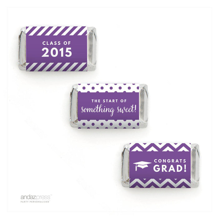Graduation 2019 Hershey's Miniatures Mini Candy Bar Wrappers-Set of 36-Andaz Press-Purple-
