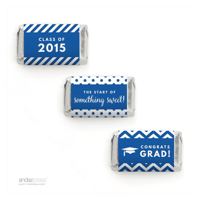 Graduation 2019 Hershey's Miniatures Mini Candy Bar Wrappers-Set of 36-Andaz Press-Royal Blue-