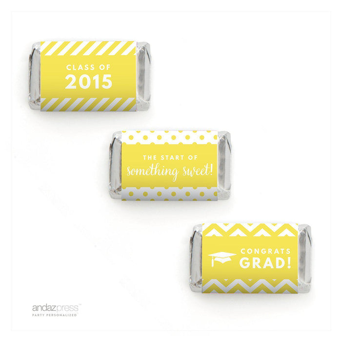 Graduation 2019 Hershey's Miniatures Mini Candy Bar Wrappers-Set of 36-Andaz Press-Yellow-