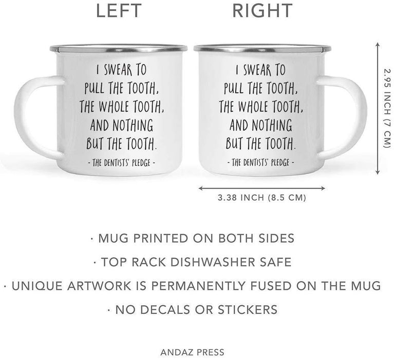 Graduation Stainless Steel Campfire Coffee Mug Gift, I Swear to Pull The Tooth, The Whole Tooth, and Nothing But The Tooth-Set of 1-Andaz Press-
