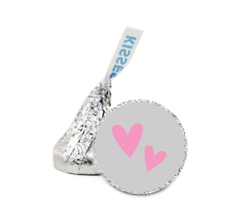 Gray Double Hearts Wedding Hershey's Kisses Stickers-Set of 216-Andaz Press-Bubblegum Pink-