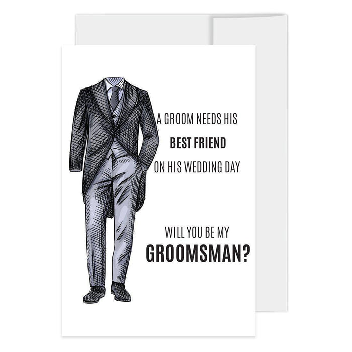 Groomsmen Proposal Cards with Envelopes, Your Service Is Required As A Groomsman-Set of 16-Andaz Press-Your Service Is Required-