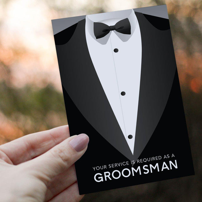 Groomsmen Proposal Cards with Envelopes, Your Service Is Required As A Groomsman-Set of 16-Andaz Press-Your Service Is Required-
